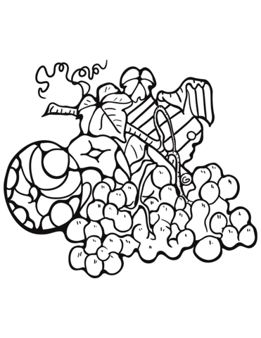 Zentangle Apple And Grape Coloring Page